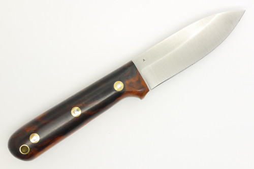 LT Wright Knives Genesis - A2 Steel - Saber Grind - Desert Ironwood - Orange Liners - Polished Finish - 4