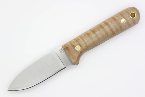 LT Wright Knives Next Gen - O1 Steel - Flat Grind - Natural Curly Maple - Matte Finish - 1 - FREE Black LIners!