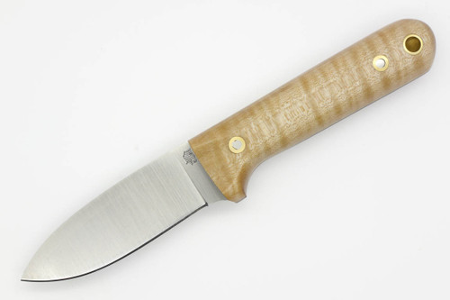 LT Wright Knives Next Gen - O1 Steel - Flat Grind - Natural Curly Maple - Matte Finish - 2 - FREE Black LIners!
