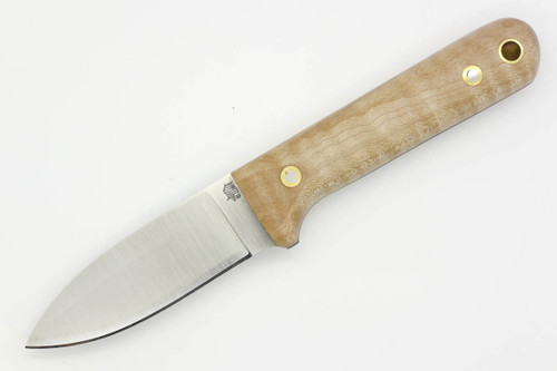 LT Wright Knives Next Gen - O1 Steel - Flat Grind - Natural Curly Maple - Matte Finish - 3 - FREE Black LIners!