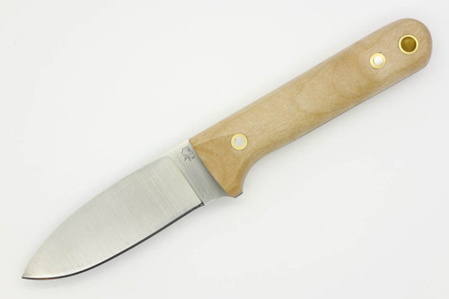 LT Wright Knives Next Gen - O1 Steel - Flat Grind - Natural Curly Maple - Matte Finish - 5 - FREE Black LIners!