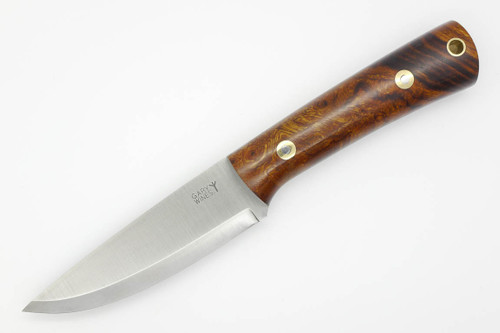 LT Wright Knives Gary Wines Bushcrafter - Scandi Grind - Desert Ironwood Handle - Polished Finish - 1 / FREE Black Liners!