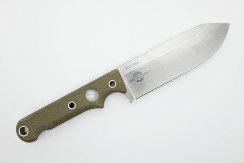 White River Knives Firecraft FC5 - Green Canvas Micarta w/ Orange Liner Handle