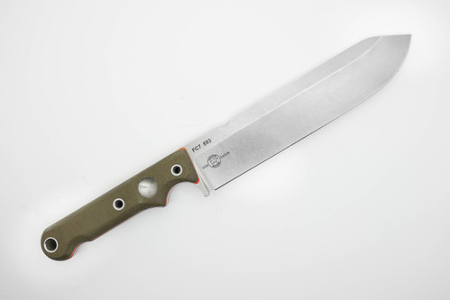 White River Knives Firecraft FC7 - Green Canvas Micarta Handle w/ Orange Liner