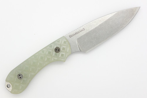 Bradford Knives: Guardian3 - M390 Steel - Drop Point - Sabre Grind - Stonewash Blade Finish - Ghost Textured G10 Handle