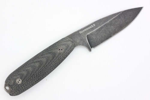 Bradford Knives: Guardian3.5, 3D - M390 Steel - Drop Point - Sabre Grind - Nimbus Blade Finish - 3D Black Micarta Handle