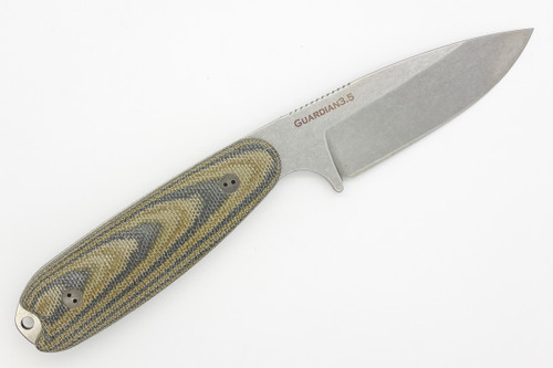 Bradford Knives: Guardian3.5, 3D - M390 Steel - Drop Point - Sabre Grind - Stonewash Blade Finish - 3D Camo Micarta Handle Bradford Knives: Guardian3.5, 3D - M390 Steel - Drop Point - Sabre Grind - Stonewash Blade Finish - 3D Camo Micarta Handle