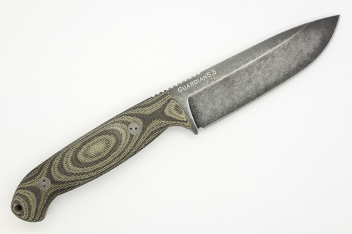Bradford Knives: Guardian5.5, 3D - CPM 3V Steel - Drop Point - Sabre Grind - Nimbus Blade Finish - 3D Camo Canvas Micarta Handle Bradford Knives: Guardian5.5, 3D - CPM 3V Steel - Drop Point - Sabre Grind - Nimbus Blade Finish - 3D Camo Canvas Micarta Handle