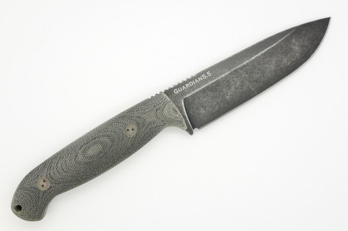 Bradford Knives: Guardian5.5, 3D - CPM 3V Steel - Drop Point - Sabre Grind - Nimbus Blade Finish - 3D Black Canvas Micarta Handle Bradford Knives: Guardian5.5, 3D - CPM 3V Steel - Drop Point - Sabre Grind - Nimbus Blade Finish - 3D Black Canvas Micarta Handle