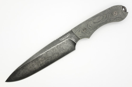 Bradford Knives: Guardian6, 3D - CPM 3V Steel - Drop Point - Sabre Grind - Nimbus Blade Finish - 3D Black Canvas Micarta Handle