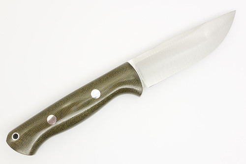 Bark River Knives Bravo-1 Rampless- A2 Steel - High Saber Grind - Green Canvas Micarta Handle - Polished Finish
