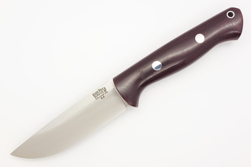 Bark River Knives Bravo-1 Rampless- A2 Steel - High Saber Grind - Burgundy Canvas Micarta Handle - Polished Finish
