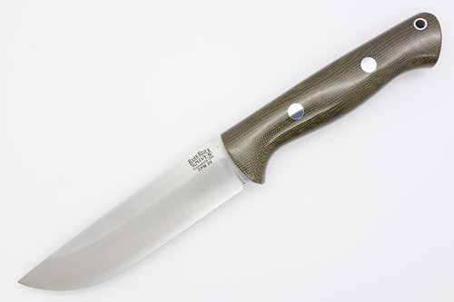 Bark River Knives Bravo-1.25 LT Rampless - CPM 3V Steel - Green Canvas Micarta Handle - Polished Finish