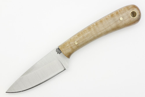 LT Wright Knives Frontier Valley - A2 Steel - Saber Grind - Natural Curly Maple - FREE BLACK LINERS! - 2
