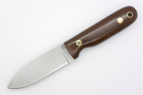 LT Wright Knives Bushcrafter - Flat Grind - Brown Burlap Handle - Polished Finish