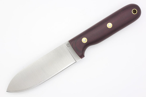 LT Wright Knives Bushcrafter Mark II (2) - Flat Grind  - Double Red Canvas Micarta - White Liners - Matte Finish
