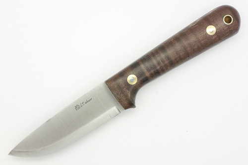 LT Wright Knives Woodsman Pro - A2 Steel - Scandi Grind - Dark Curly Maple Handle - Polished Finish - 4