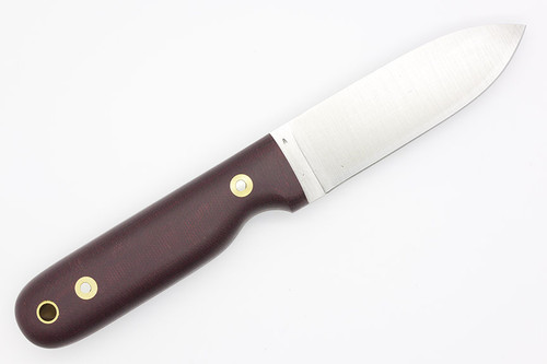 LT Wright Knives Bushcrafter - Flat Grind - Double Red Canvas Micarta Handle - Matte Finish