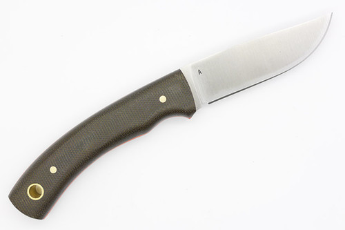 LT Wright Knives Revere - A2 Steel - Flat Grind - Green Canvas Micarta Handle - Orange Liners - Matte Finish