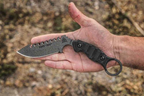 TOPS Knives 10/27 (ELPN-X1) - Black Rocky Mountain G10 Handle, Kydex Sheath