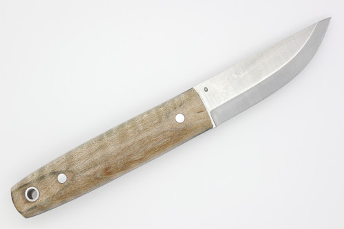 LT Wright Knives Pronghorn - O1 Steel - Scandi Grind - Natural Curly Maple Handle - Polished Finish - 1 - FREE Black Liners!
