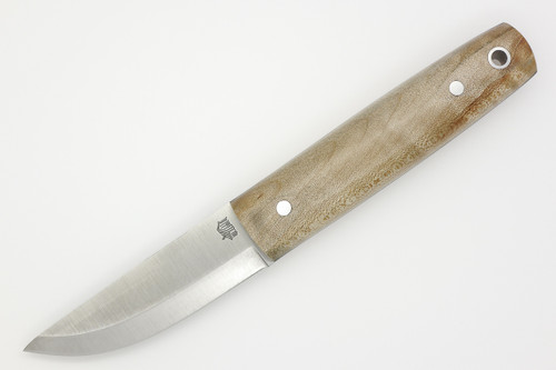 LT Wright Knives Pronghorn - O1 Steel - Scandi Grind - Natural Curly Maple Handle - Polished Finish - 2 - FREE Black Liners!