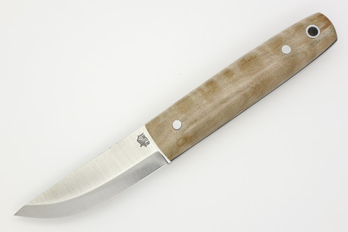 LT Wright Knives Pronghorn - O1 Steel - Scandi Grind - Natural Curly Maple Handle - Polished Finish - 3 - FREE Black Liners!