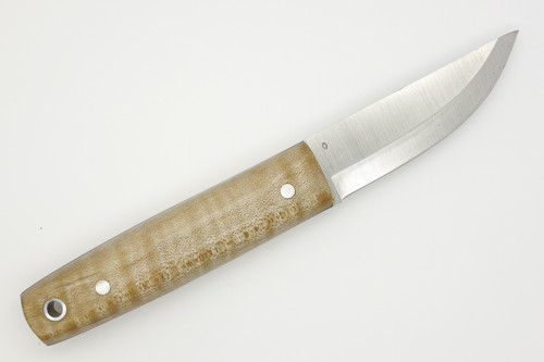 LT Wright Knives Pronghorn - O1 Steel - Scandi Grind - Natural Curly Maple Handle - Polished Finish - 5 - FREE Black Liners!