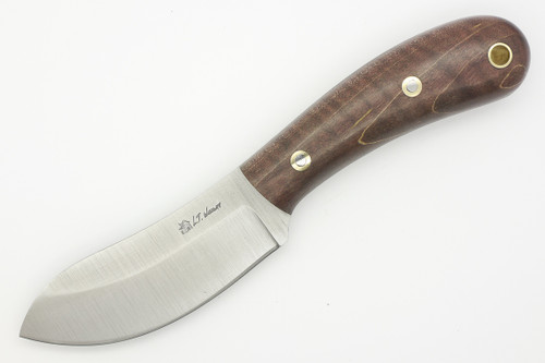 LT Wright Knives Camp MUK - Saber Grind - 3V Steel - Dark Curly Maple - Polished Finish - FREE Black Liners! - 3