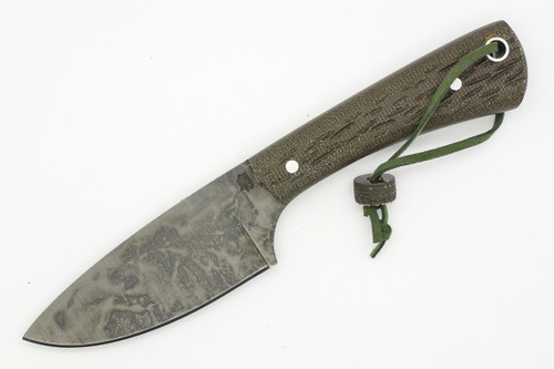 *Christmas Special* LT Wright Knives Companion - 1075 Steel - Flat Grind - Green Canvas Jigged Handle - Matte Finish - FREE SOFT CASE!