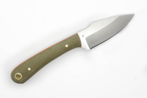 LT Wright Knives Great Plainsman - D2 Steel - Saber Grind - Green Canvas Micarta w/ Orange Liner Handle - Matte Finish