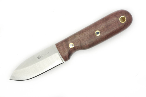 LT Wright Knives Bushbaby - A2 - Saber Grind - Dark Curly Maple - Polished Finish - FREE Black Liners! - 4