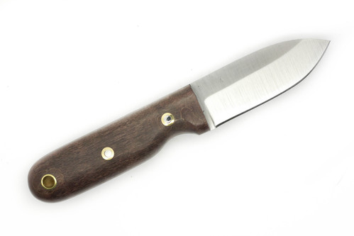 LT Wright Knives Bushbaby - A2 - Saber Grind - Dark Curly Maple - Polished Finish - FREE Black Liners! - 4