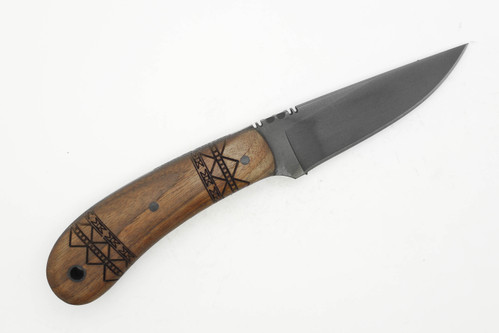 Winkler Knives - SD-2 (Standard Duty 2) - 80CRV2 Steel - Flat Grind - Walnut Handle - Tribal Artwork - Kydex