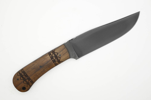 Winkler Knives - Field Knife - 80CRV2 Steel - Flat Grind - Walnut Handle - Tribal Artwork - Tapered Tang