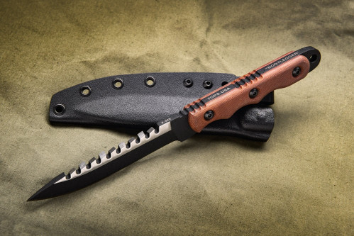 TOPS Knives, Ranger Bootlegger 2 - RBL-02 - Fixed Blade Knife w/ Tan G10 Handle, Kydex Sheath TOPS Knives, Ranger Bootlegger 2 - RBL-02 - Fixed Blade Knife w/ Tan G10 Handle, Kydex Sheath