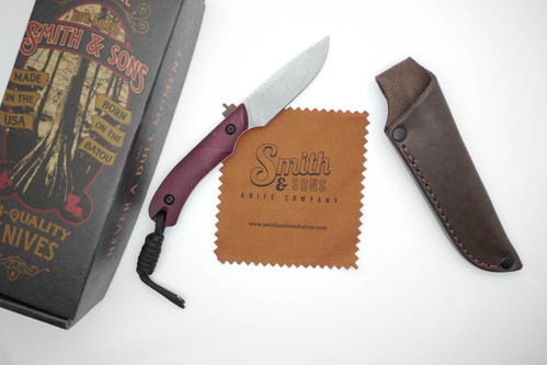 Smith & Sons Knives: AXIOM - AEB-L Steel - Burgundy Richlite Handle Smith & Sons Knives: AXIOM - AEB-L Steel - Burgundy Richlite Handle