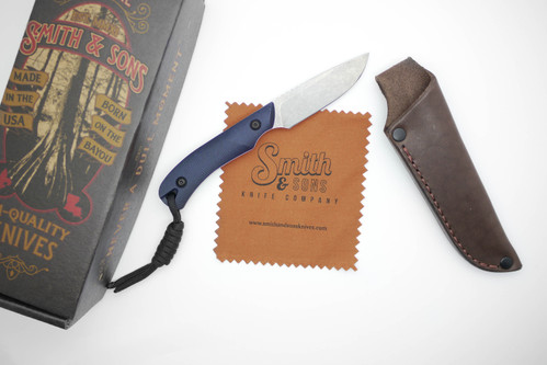 Smith & Sons Knives: AXIOM - AEB-L Steel - Midnight Blue Richlite Handle