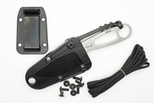 ESEE Imlay, SAW Rescue Knife - Black Sheath, Black Clip Plate, Retention Strap