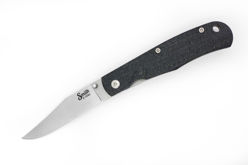 Smith & Sons Knives: CYPRESS TRAPPER - D2 Tool Steel - Black Burlap Micarta Handle