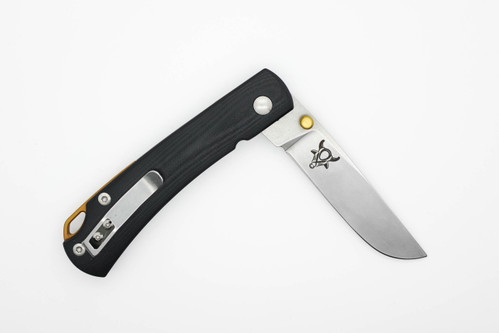 Smith & Sons Knives: OX - D2 Tool Steel - Black G10 w/ Gold Accent Handle