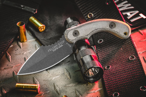 TOPS Knives Felony Stop - FELS-01 - Tactical Gray Blade w/ Black Linen Micarta Handle TOPS Knives Felony Stop - FELS-01 - Tactical Gray Blade w/ Black Linen Micarta Handle