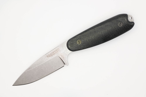 Bradford Knives: Guardian3.5 - M390 Steel - Sabre Grind, Stonewash Finish Blade - 3D Carbon Fiber Handle