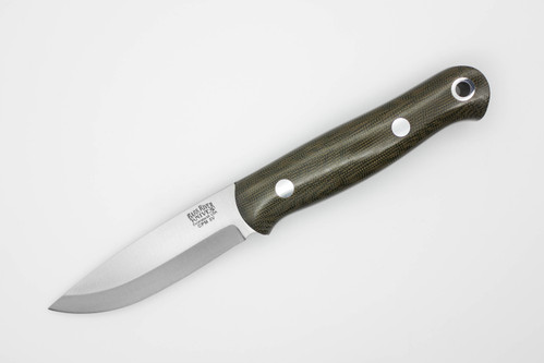 Bark River Knives: Bushcrafter (Smooth Spine) - 3V Steel - Fixed Blade Knife w/ Green Canvas Micarta Handle