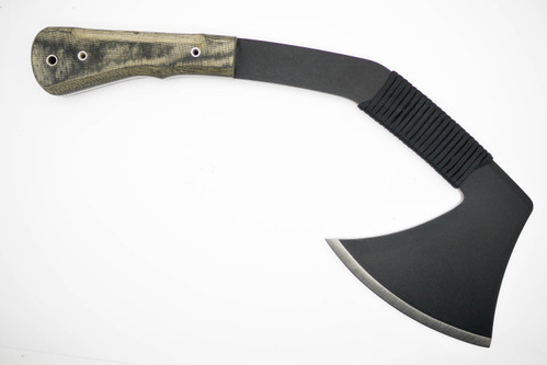 Kukrax Tak Axe - Black Micarta Handle - Partial Cord Wrap Kukrax Tak Axe - Black Micarta Handle - Partial Cord Wrap