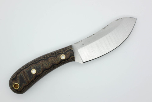 LT Wright Knives Camp MUK - Saber Grind - 3V Steel - Python Canvas Micarta w/Blue Liners - Matte Finish