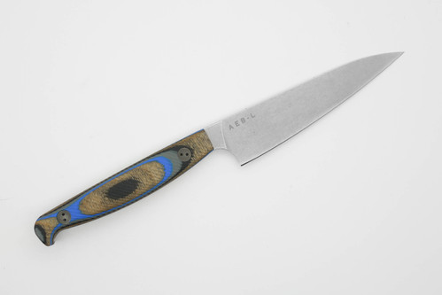 Bradford Knives: Paring Knife - AEB-L Steel - Stonewash Blade Finish - Blue G-Wood Handle