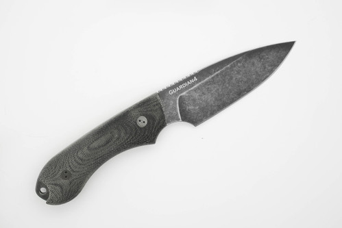 Bradford Knives: Guardian4, 3D - CPM 3V Steel - Drop Point - Sabre Grind - Nimbus Blade Finish - 3D Black Canvas Micarta Handle