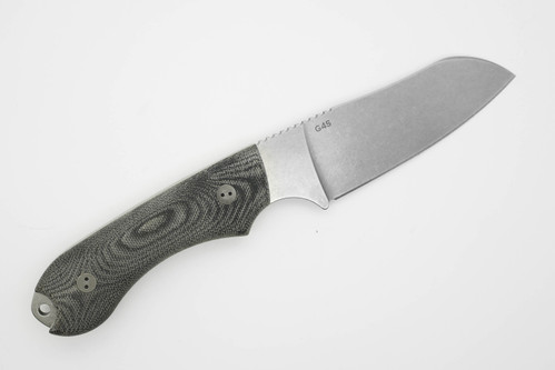 Bradford Knives: Guardian4, 3D - M390 Steel - Sheepsfoot Blade - Flat Grind - Stonewash Blade Finish - 3D Black Canvas Micarta Handle Bradford Knives: Guardian4, 3D - M390 Steel - Sheepsfoot Blade - Flat Grind - Stonewash Blade Finish - 3D Black Canvas Micarta Handle