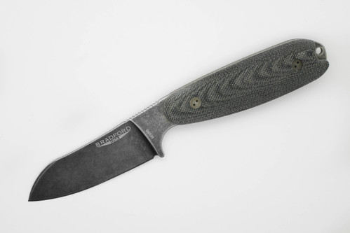 Bradford Knives: Guardian3.5, 3D - M390 Steel - Sheepsfoot Blade - Flat Grind - Nimbus Blade Finish - 3D Black Canvas Micarta Handle